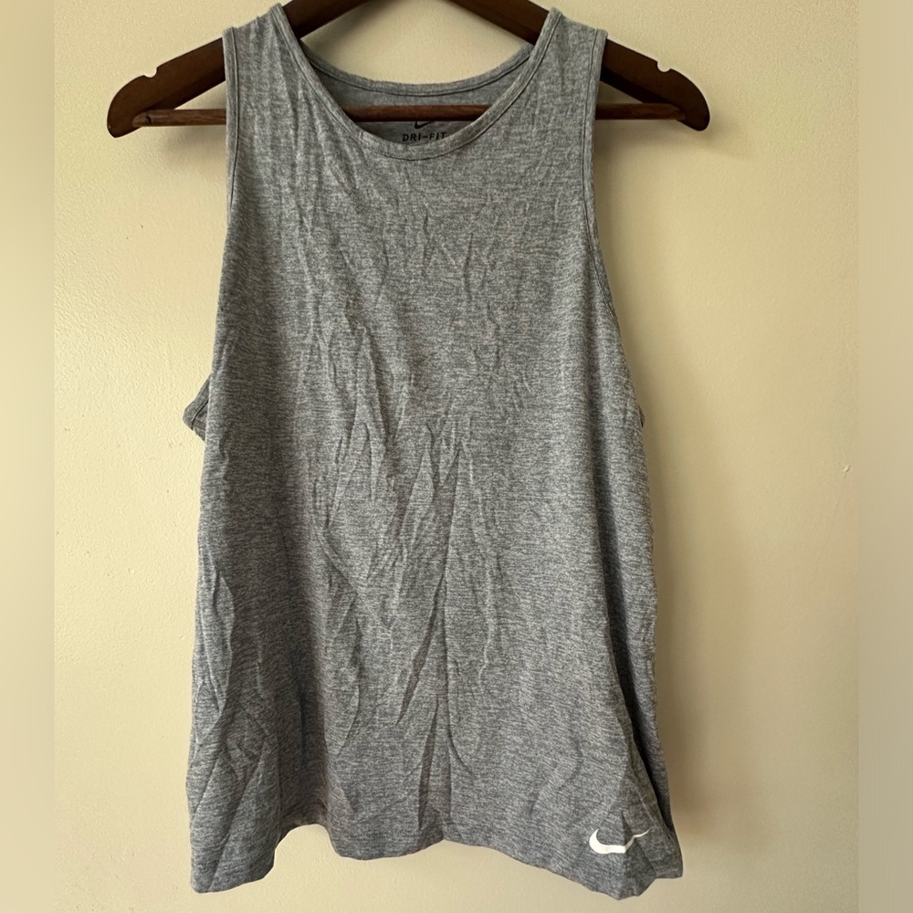 Nike Dri-Fit Workout Tank Women’s‎ L Gray Performance Running Activewear